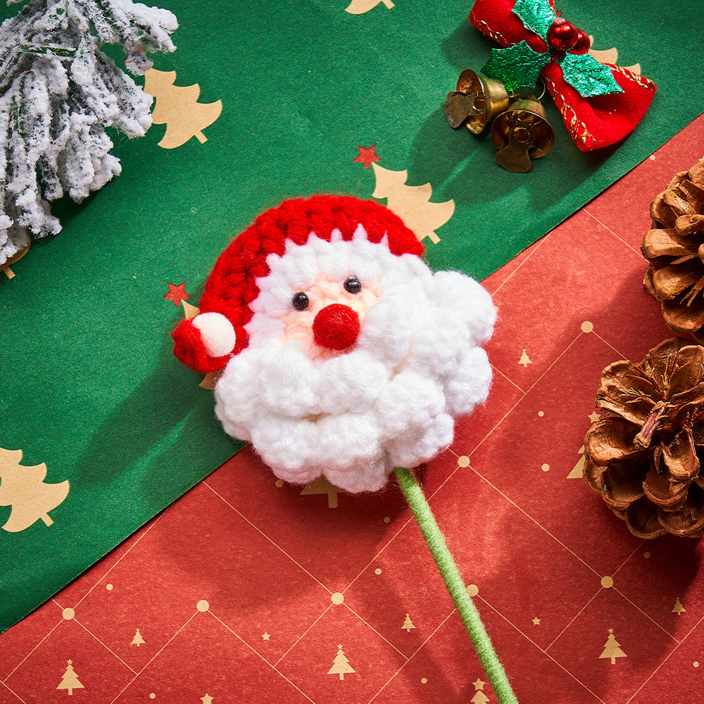 クリスマスかぎ針編みの花手作りサンタクロース松の実コットンニットフラワークリスマスの日のギフト